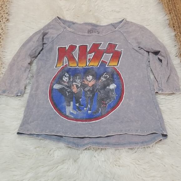 Kiss Blue Grey Tie Dye Short Band Tee - Picture 1 of 6